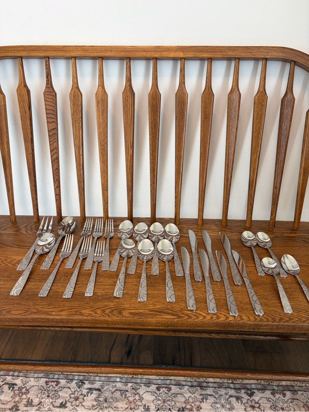 Cambridge Stainless Steel Flatware 27 Piece Set Swirl Ribbon Wave Pattern